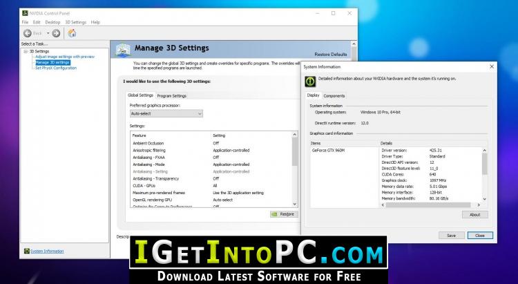 NVIDIA GeForce Desktop Notebook Graphics Drivers 425.31 Free Download 2