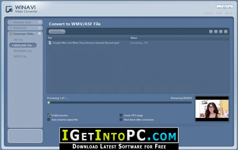 WinAVI Video Converter 11 Free Downloads 3